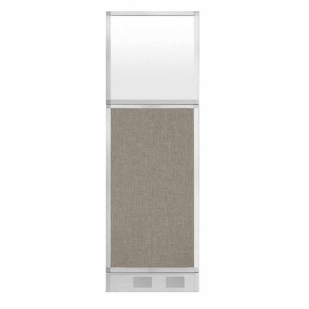 Versare Hush Panel Cubicle Partition 2' x 6' W/ Window Warm Pebble Fabric Frosted Window W/ Cable Channel 1812560-3